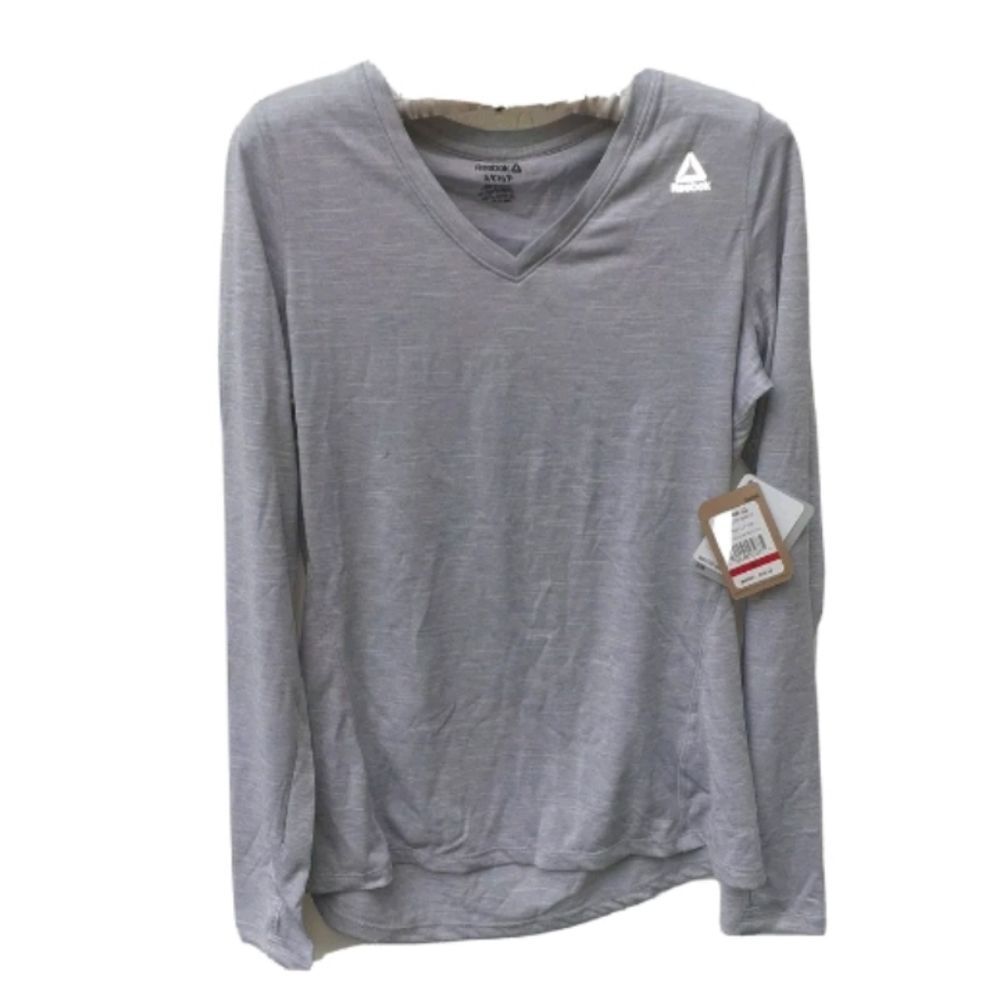 Reebok Women S Long Sleeve Athletic Top Training Slim Fit Moisture Wicking A10